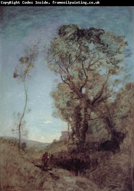 Corot Camille The Italian vill behind pines